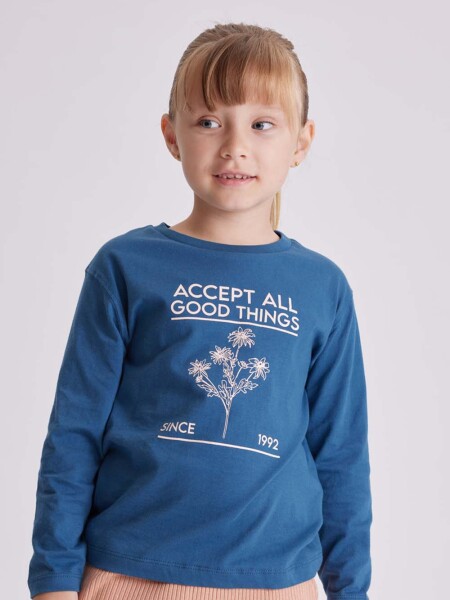 Remera manga larga Estampado Azul