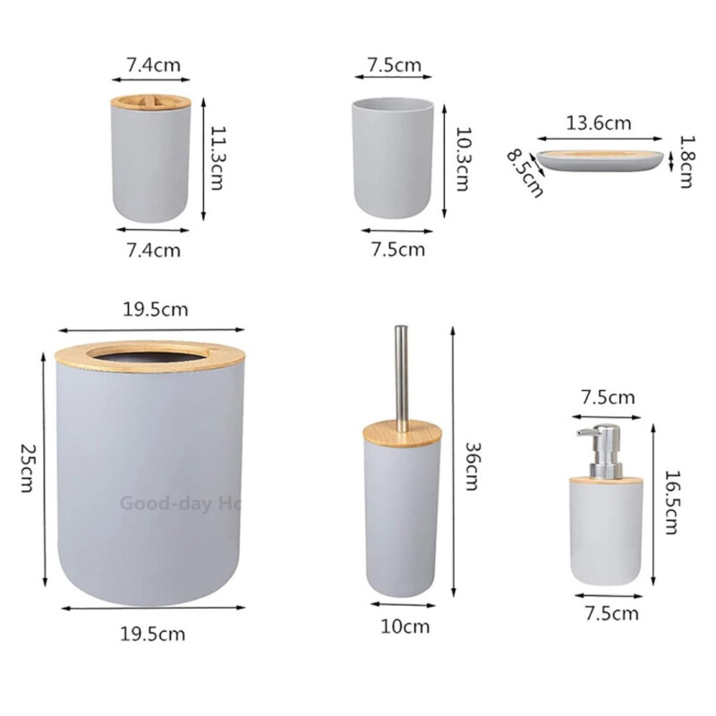 Set De Baño Juego De Accesorios Para Baño 6 Piezas Completo Color blanco