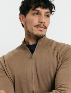 470981 CARDIGAN HARRINGTON LABEL Kaki