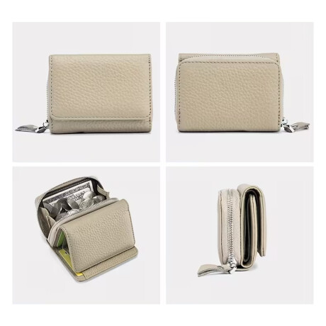 Billetera con monedero grande - 8x10x4cm Beige