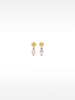 Pendientes De Trébol Con Perla De Agua Dulce - Plata De Ley 925 rojo