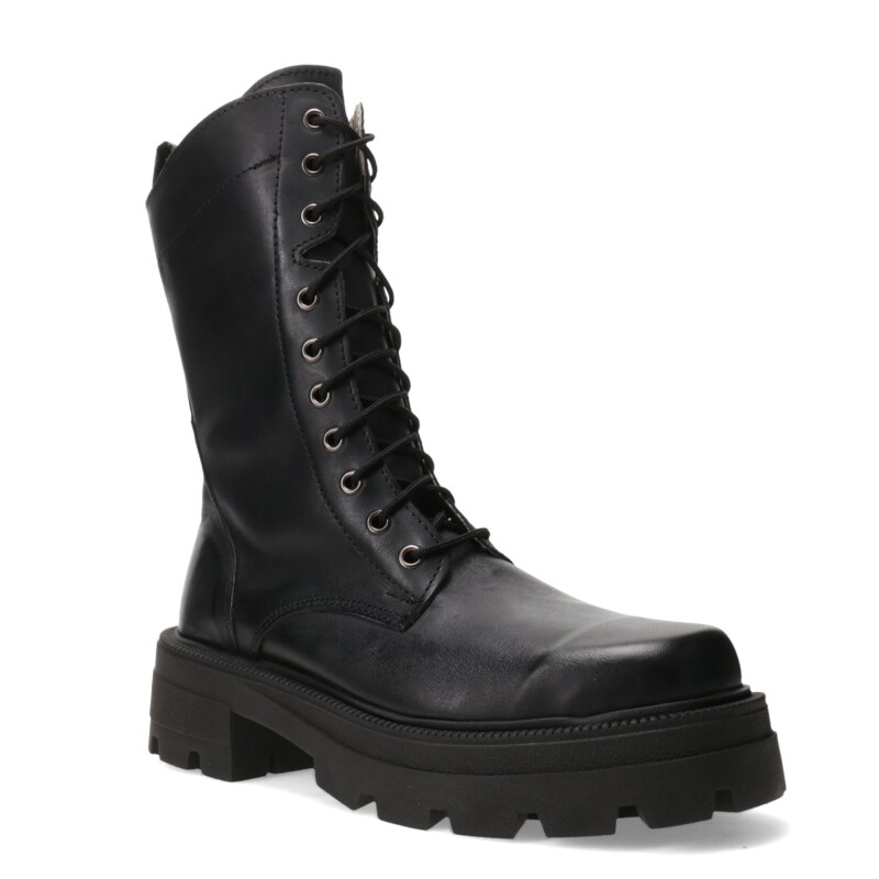 Botas de Mujer Miss Carol YUN acordonada de cuero Negro