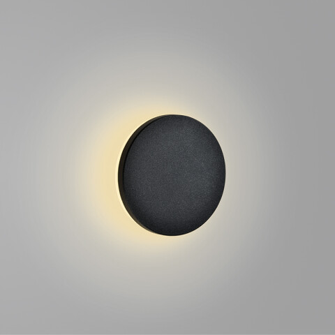 Aplique LED pared redondo negro IP45 cálida 9,6W IX9850