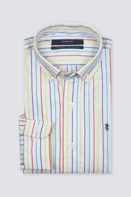 Camisa de Hombre Premium Rayada Rayas de colores