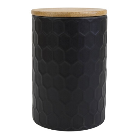 Recipiente de ceramica con tapa de madera Recipiente de ceramica con tapa de madera