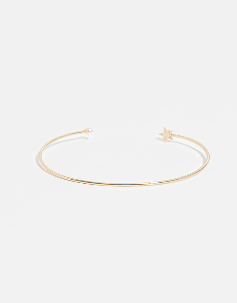 Pulseras Rígidas Strass Pulsera Con Dije De Estrella - Dorado