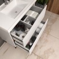 CONJUNTO DE BAÑO MODELO LILLE 80 CM COLOR BCO/TAU CON PATAS / MUEBLE + BACHA + ESPEJO Conjunto De Baño Modelo Lille 80 Cm Color Bco/tau Con Patas / Mueble + Bacha + Espejo