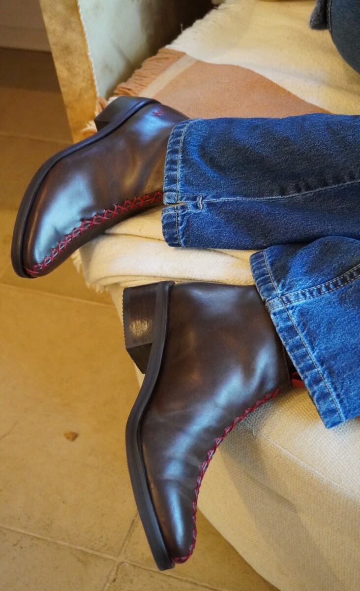 Botín Boots - Chocolate / Rojo 