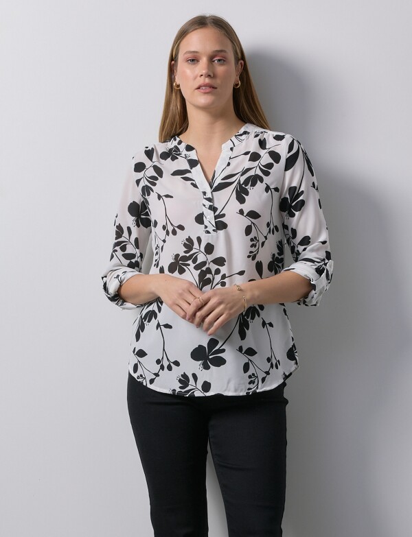 Blusa Printed BLANCO/NEGRO