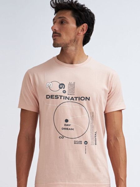 Camiseta manga corta estampada Rosa