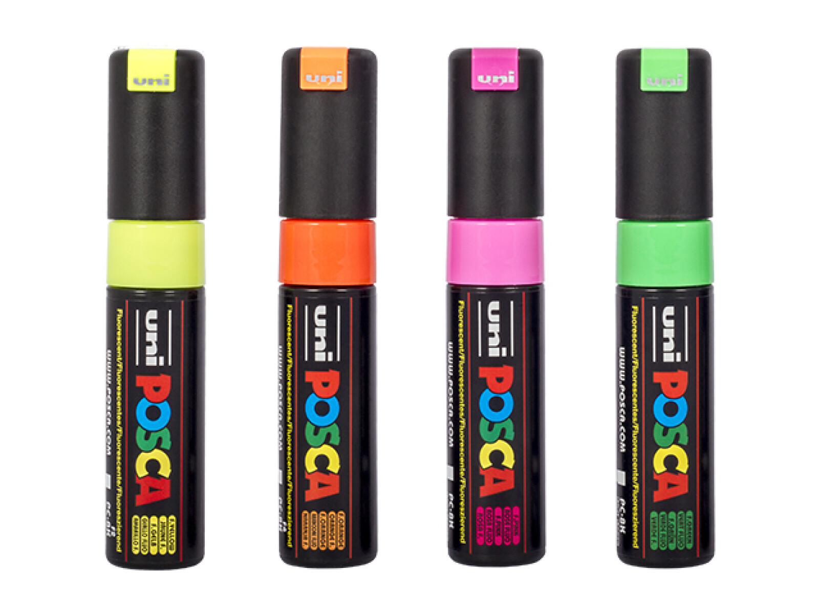 Marcador Uni Posca punta biselada PC-8K colores flúo 