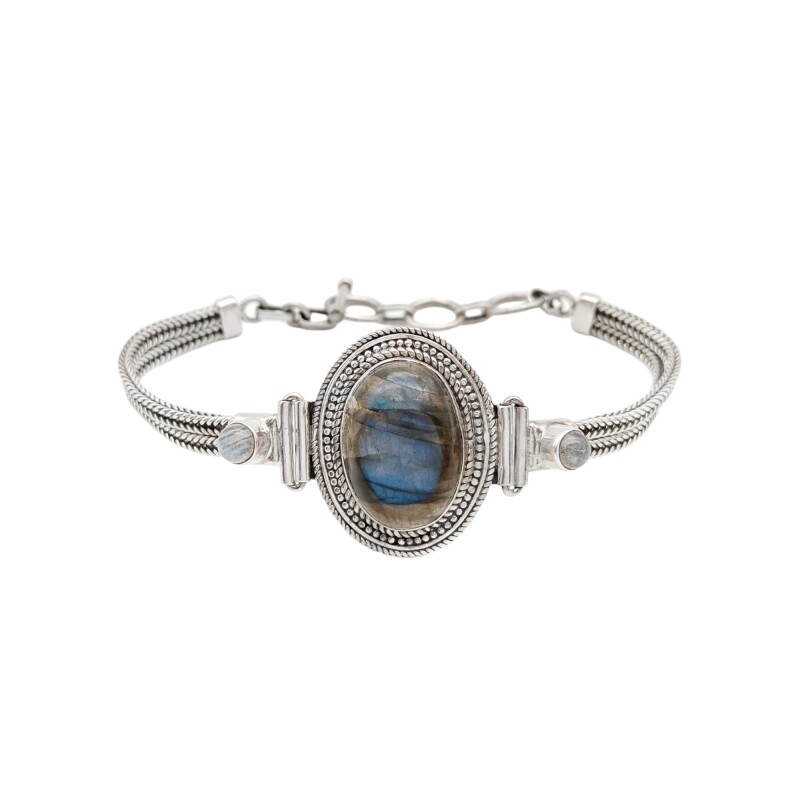 Pulsera Vintage-Plata 925-Piedra Labradorita-PU3407 Conpiedra
