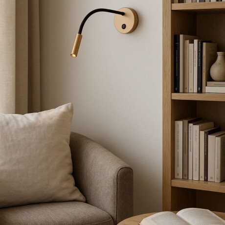 Portátil led de pared con SPOT móvil y brazo flexible DORADA