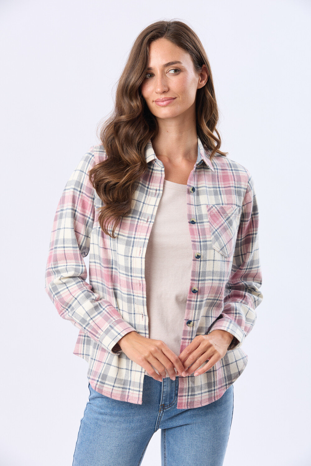 CAMISA VIYELA CUADROS Beige