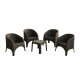 Set x4 sillones simíl ratán + Mesa cuadrada MARRON
