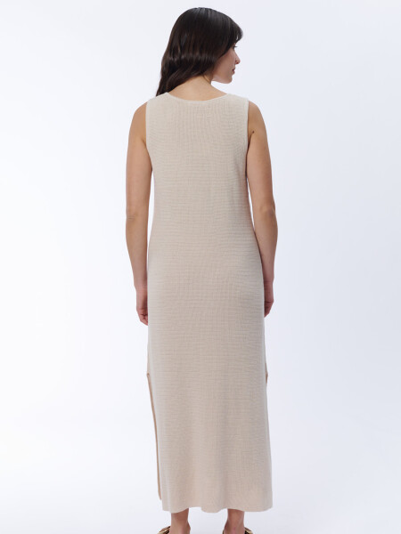 Vestido largo sin manga tejido Crudo