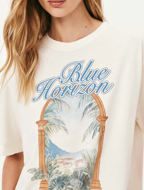 CAMISETA OVERSIZED CON ESTAMPA BEIGE