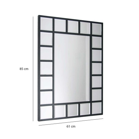 Espejo Borde Cuadriculado en Metal 61x85Cm Adorno Decoración Negro