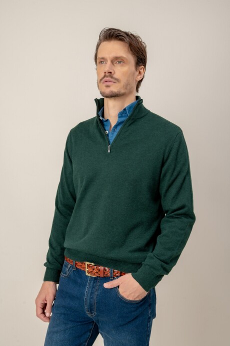 Sweater medio cierre Merino Verde