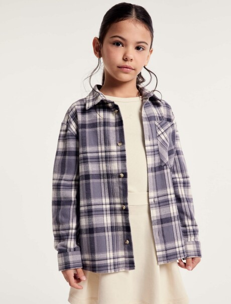 CAMISA DE FRANELA A CUADROS INFANTIL GRIS