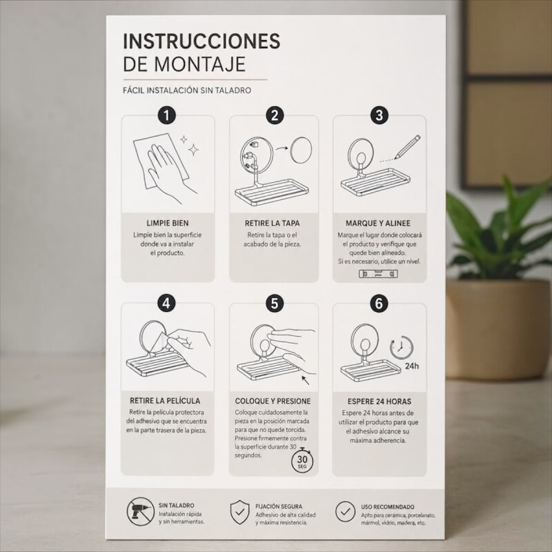 Porta Rollo de Papel y Soporte para Objetos con Ventosa en Acero de Carbono Future Negro