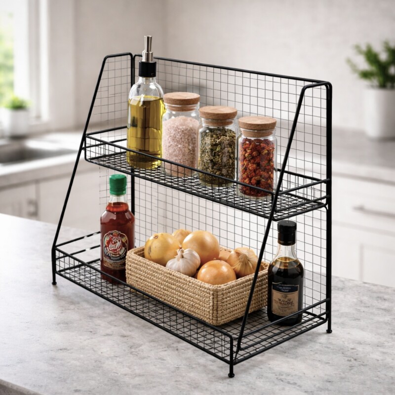 Organizador De Metal 2 Niveles 40x16x34.4cm NEGRO