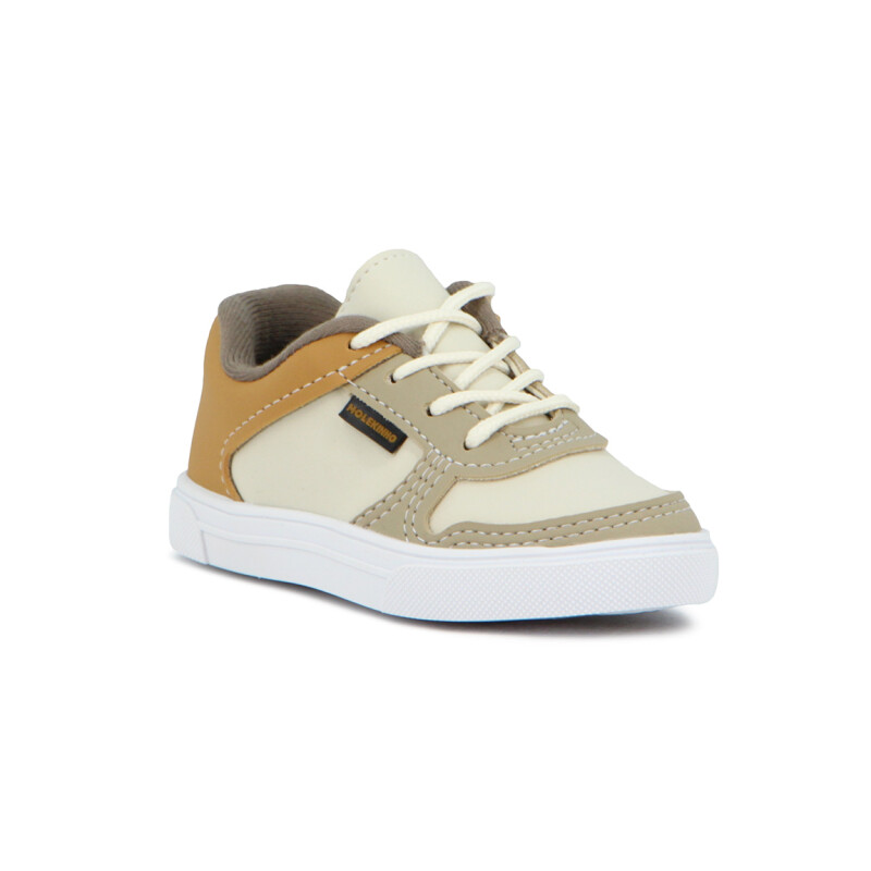 Molekinho Calzado De Niño Casual Acordonado Blanco-mostaza