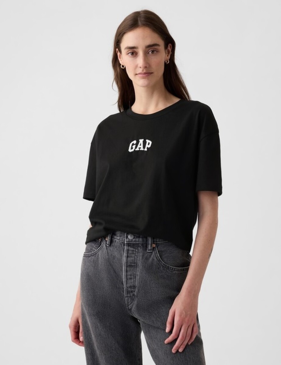 Remera Logo Gap Boyfriend Mujer - Black 