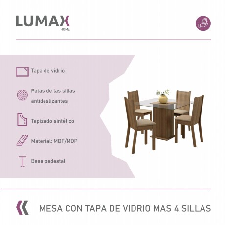 Juego de comedor con mesa de vidrio y 4 sillas rústicas Juego de comedor con mesa de vidrio y 4 sillas rústicas