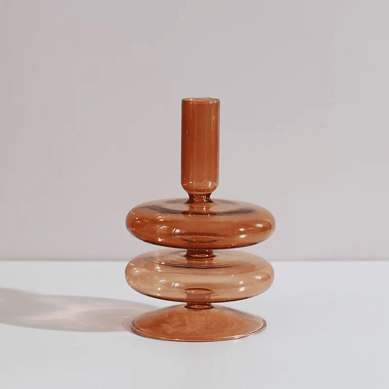 Porta velas de vidrio en colores ancho amber