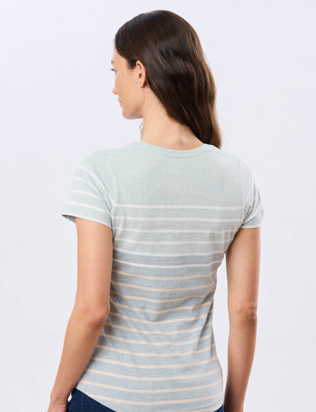REMERA RAYADA DE ALGODÓN Pistacho