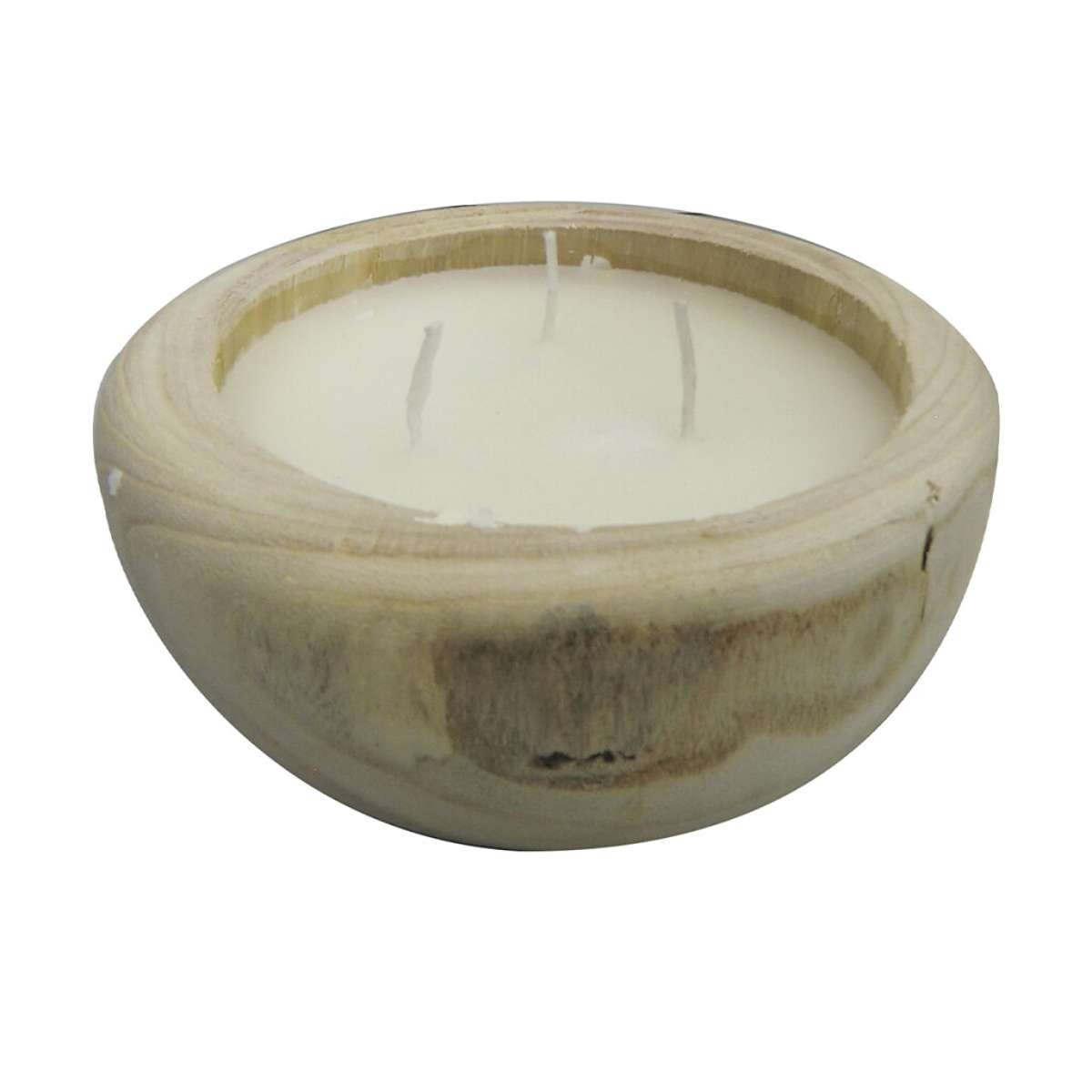 Vela Redonda con Soporte de Madera - 19 x 6 cm 