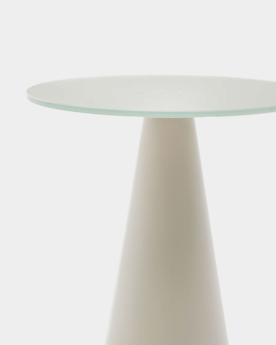 Mesa auxiliar Wilshire vidrio templado glaseado y acero acabado pintado gris mate Ø35cm Mesa auxiliar Wilshire vidrio templado glaseado y acero acabado pintado gris mate Ø35cm