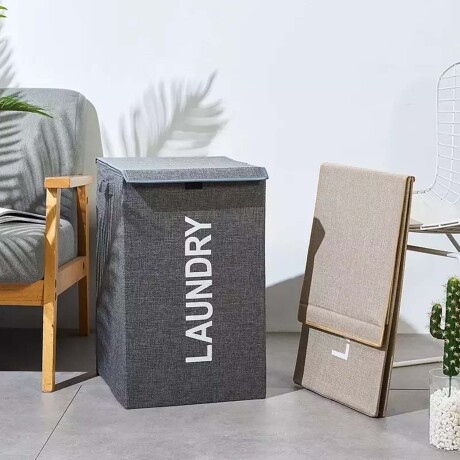 Cesto Canasto Plegable de Tela p/Lavandería Hogar Laundry Beige
