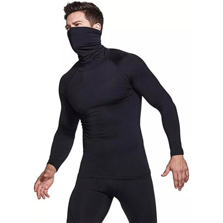 Set X2 Remera Térmica Deportiva Cuello Alto P/ Hombre Negro-Militar