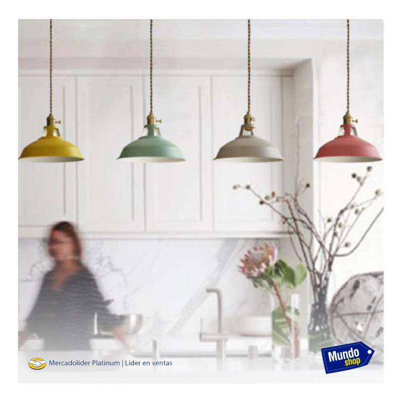 Lampara Colgante De Techo Metal Nordica Blanco Negro Luz Azul