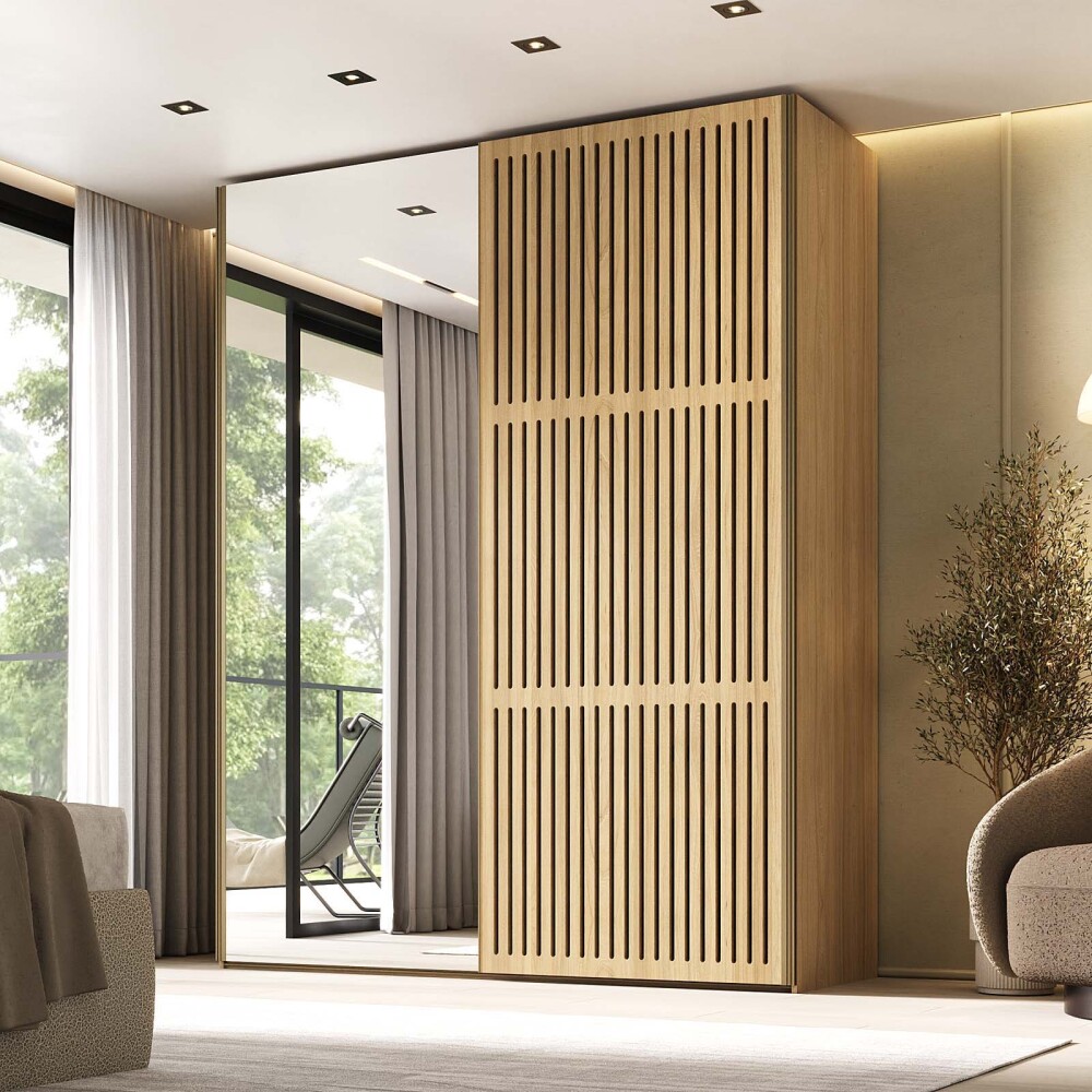 PLACARD NILO 2 PUERTAS MDF NATURAL-BEIGE C/ZAPATERA