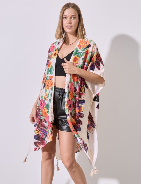 Kimono Feathers BEIGE/MULTI