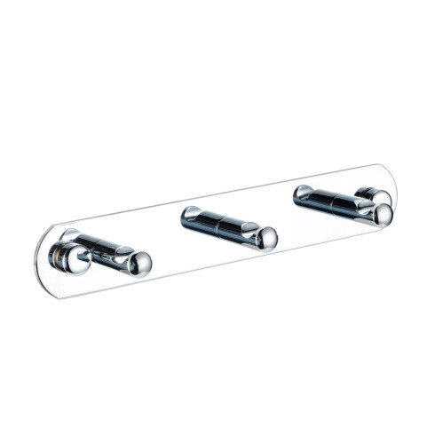 PERCHA 3 GANCHOS METAL BRONCE BRILLO CROMO 30 CM LARGO CROMO