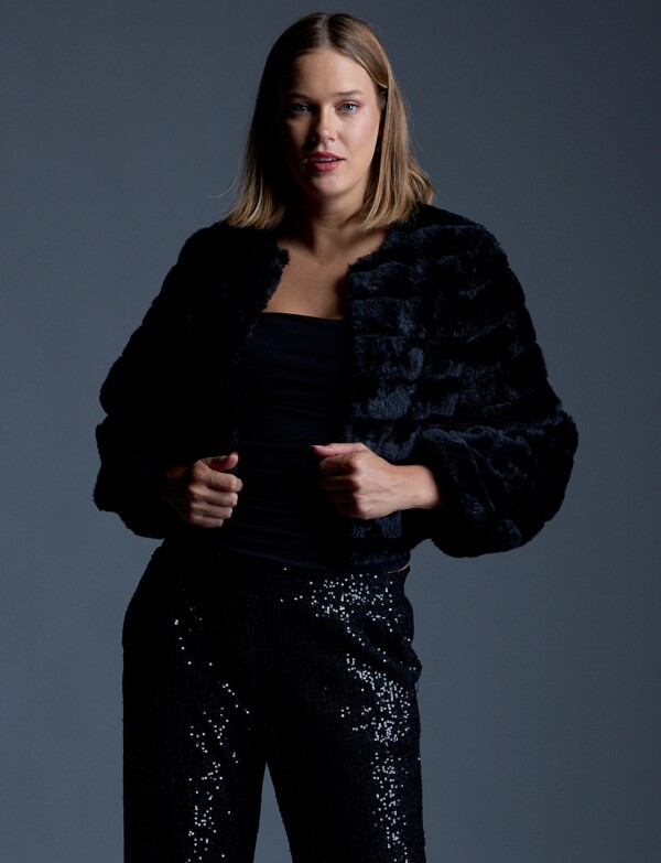 Chaqueta Faux Fur NEGRO