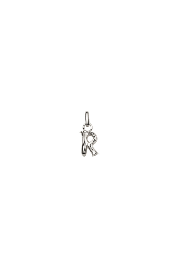 CHARM DE ALEACION DE METALES BAÑADO EN PLATA DE LEY CON FORMA DE LETRA R CON ARGOLLA Charm