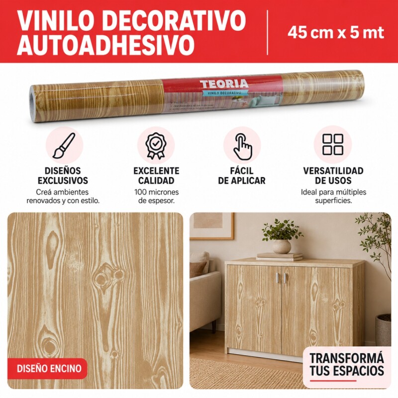 Vinilo decorativo 45 cm x 5 m ENCINO