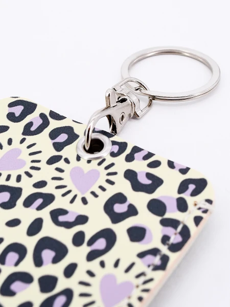 LLAVERO PORTA TARJETA ANIMAL PRINT BEIGE