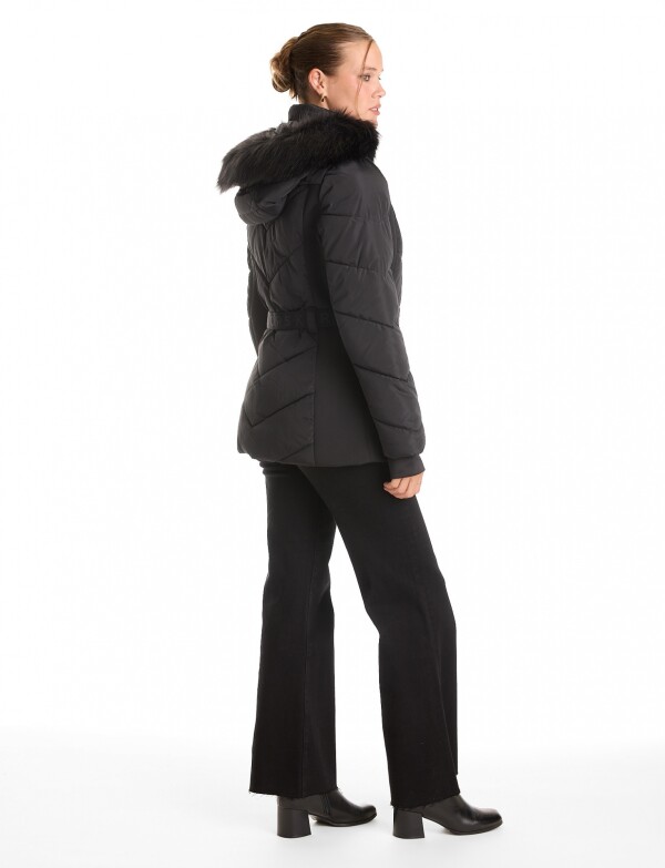 Campera Abrigo Cinto NEGRO