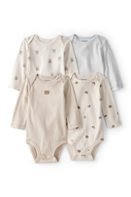 Pack cuatro bodies de algodón, diseño snacks Pack cuatro bodies de algodón, diseño snacks