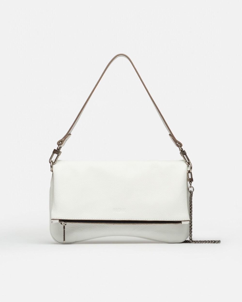 Bandolera Curve en cuero graneado Blanco