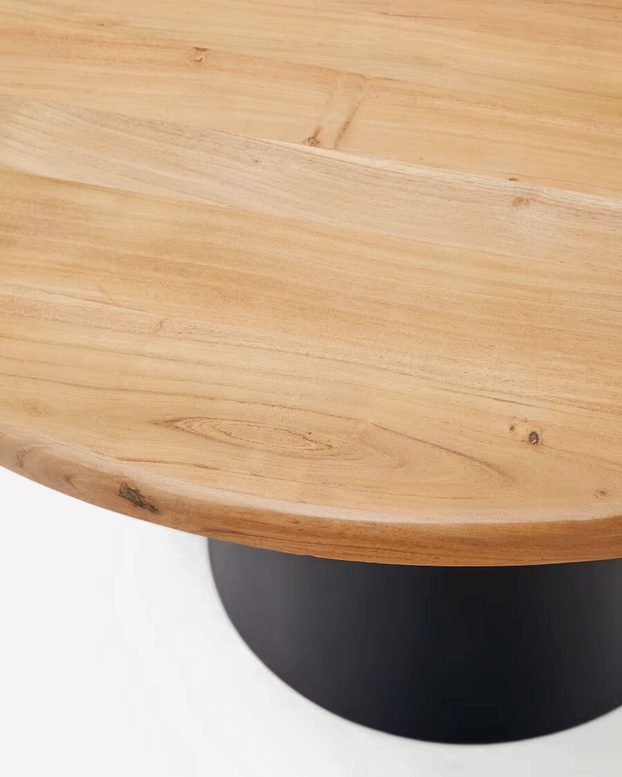 Mesa redonda Wilshire de madera maciza de acacia y patas de acero acabado negro Ø 120 cm Mesa redonda Wilshire de madera maciza de acacia y patas de acero acabado negro Ø 120 cm