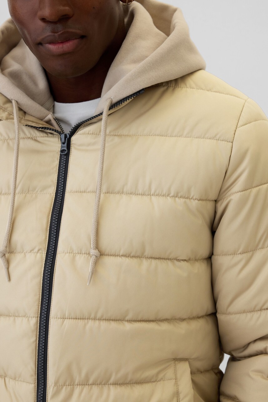 Campera Light Weight Puffer Hombre Perfect Khaki