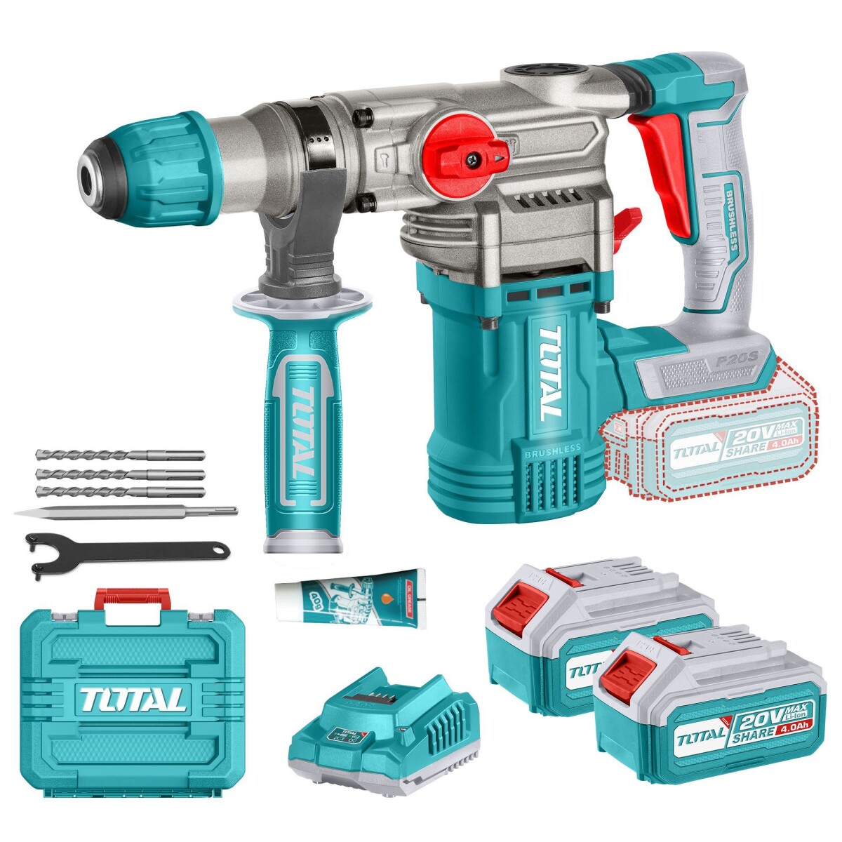 Rotomartillo SDS Plus Inalámbrico 20v Doble Batería - Sin Carbones 