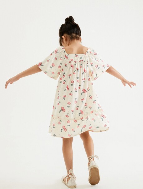 VESTIDO INFANTIL CON ESTAMPADO BEIGE